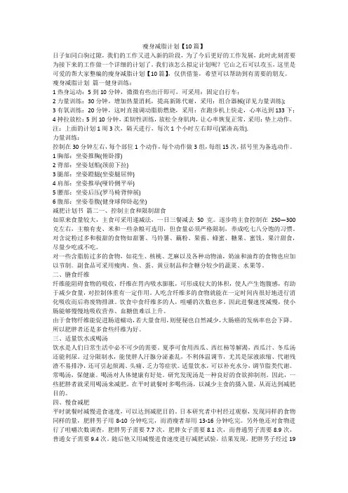 2023最新-瘦身减脂计划【10篇】
