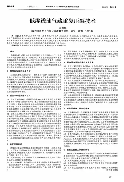 低渗透油气藏重复压裂技术