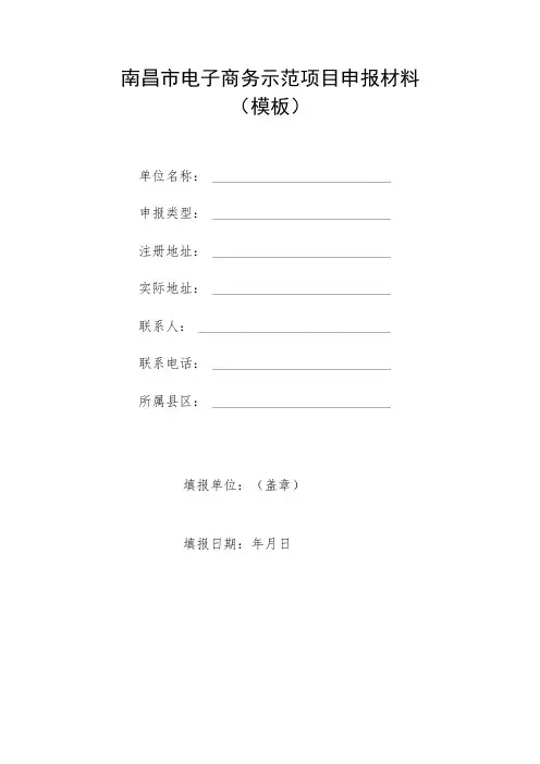 南昌市电子商务示范项目申报材料