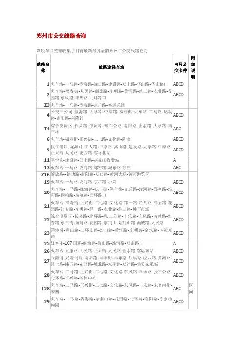 郑州市公交线路查询