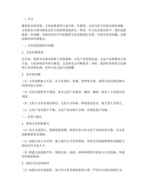 文化反思总结报告范文