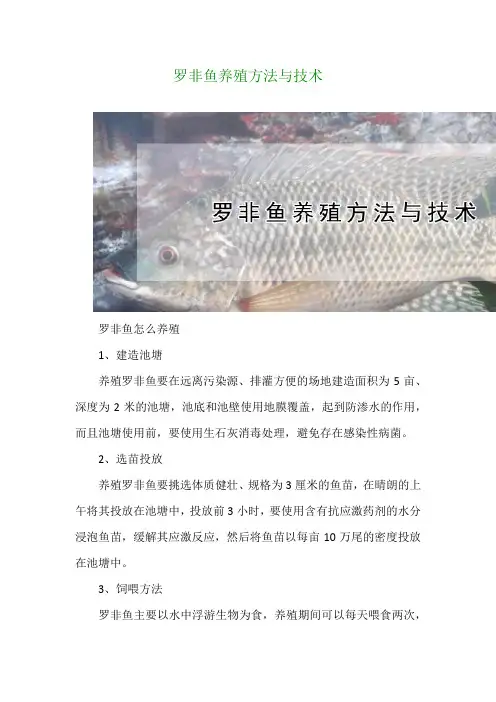 罗非鱼养殖方法与技术