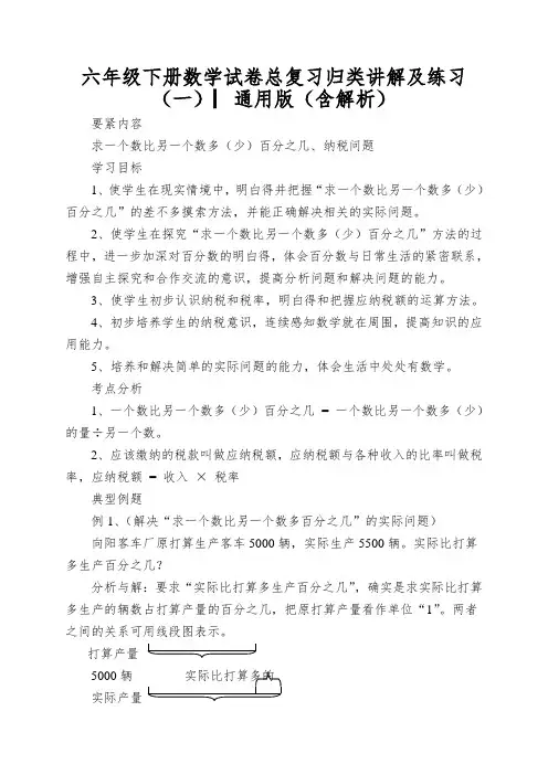 六年级下册数学试卷总复习归类讲解及练习(一)▏通用版(含解析)