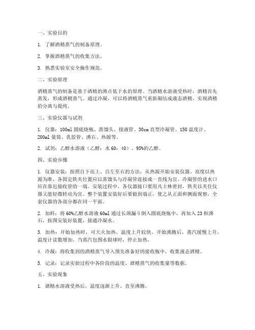 酒精蒸气的实验报告