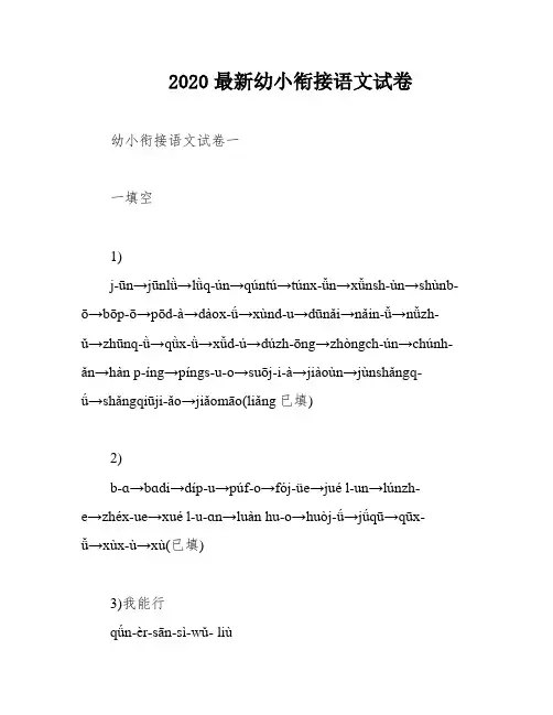 2020最新幼小衔接语文试卷