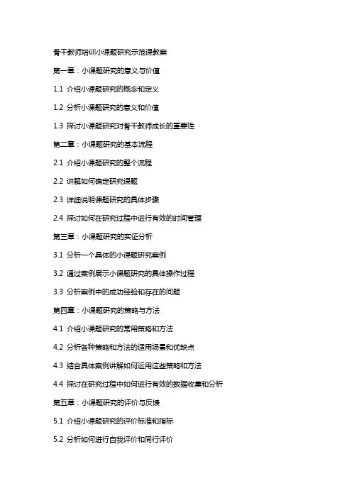 骨干教师培训小课题研究示范课教案