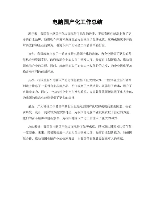电脑国产化工作总结