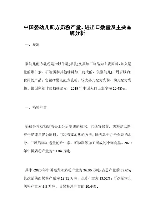 中国婴幼儿配方奶粉产量、进出口数量及主要品牌分析