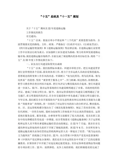 “十五”总结及“十一五”规划-模板