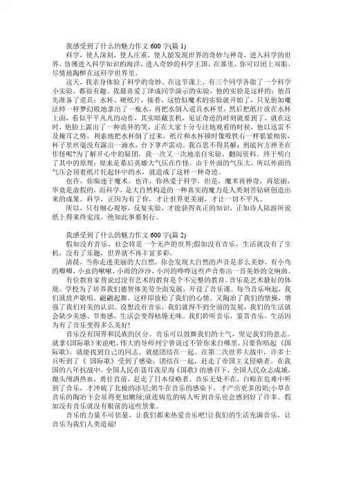 我感受到了什么的魅力作文600字3篇