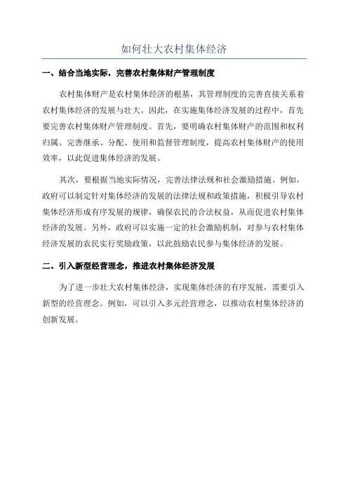 如何壮大农村集体经济
