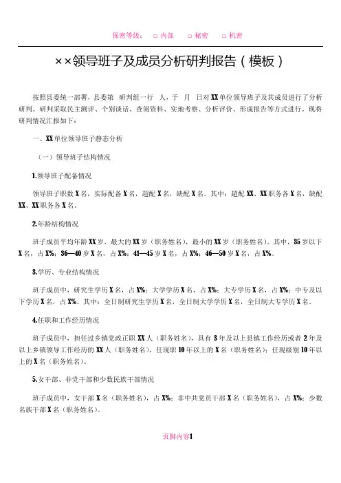 ××领导班子及成员分析研判报告(模板)[1]