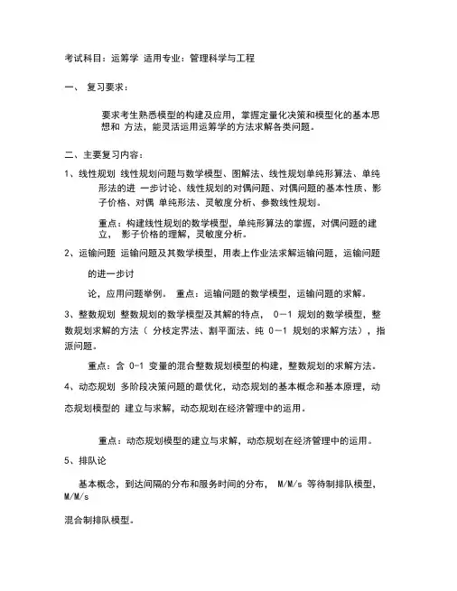 上海大学历年运筹学考研真题及答案、考研大纲汇总