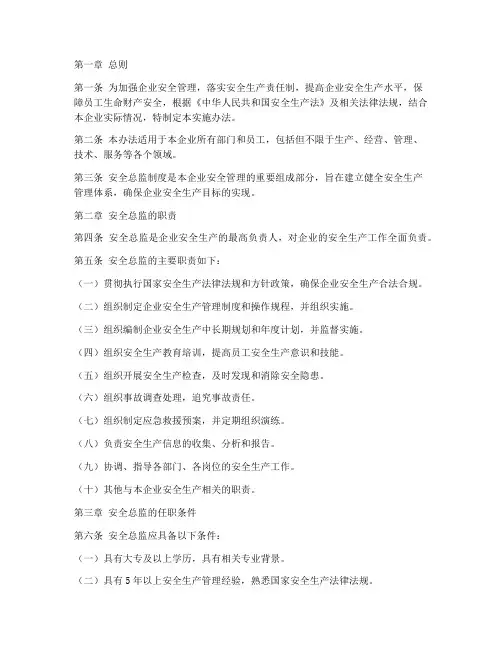 安全总监制度实施办法