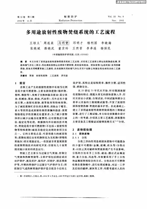 多用途放射性废物焚烧系统的工艺流程