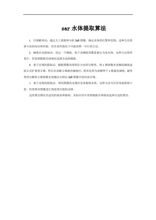 sar水体提取算法