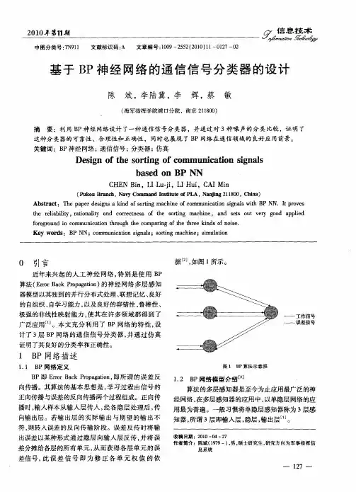 基于BP神经网络的通信信号分类器的设计