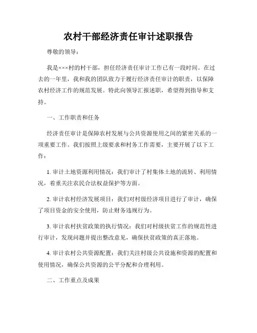 农村干部经济责任审计述职报告