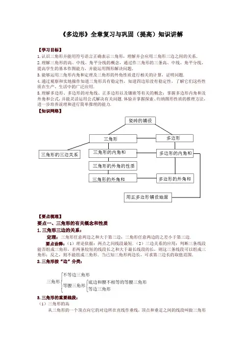 华东师大初中数学七年级下册《多边形》全章复习与巩固—知识讲解(提高)
