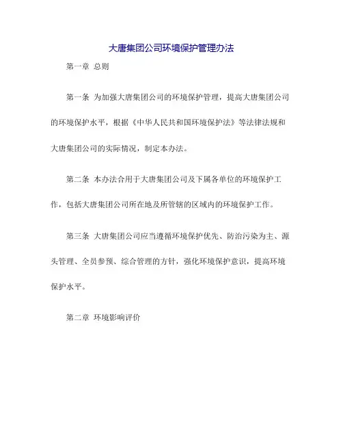 大唐集团公司环境保护管理办法