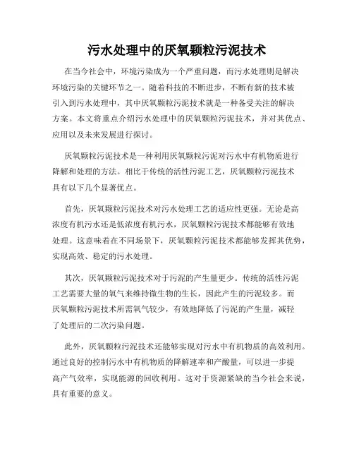 污水处理中的厌氧颗粒污泥技术