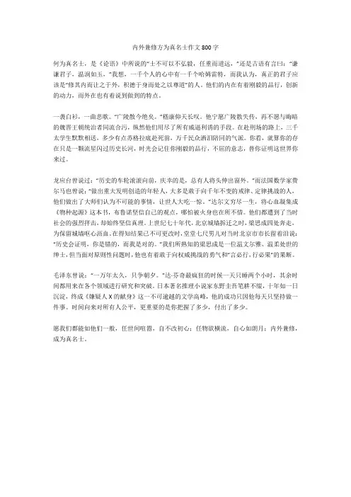内外兼修方为真名士作文800字最新版