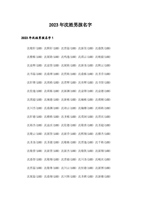 2023年个性_沈姓男孩名字