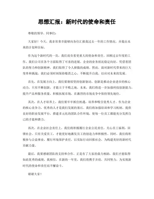 思想汇报：新时代的使命和责任