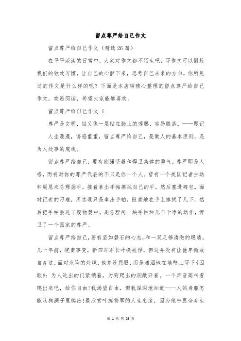 留点尊严给自己作文