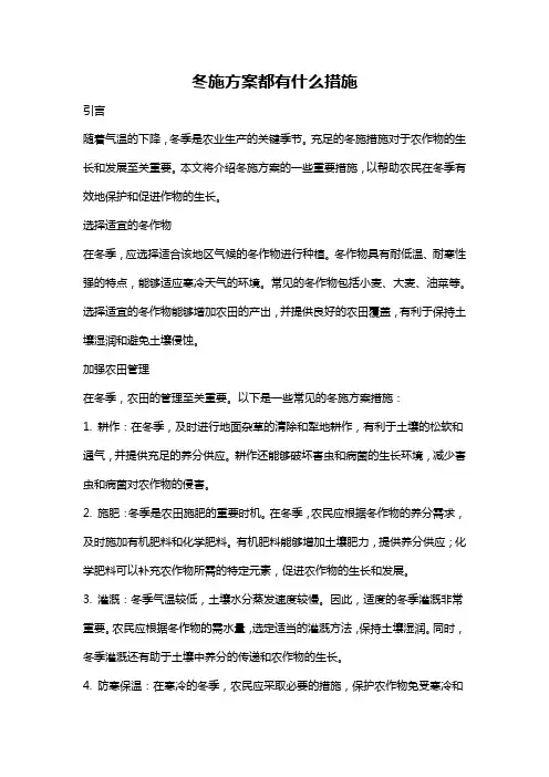 冬施方案都有什么措施