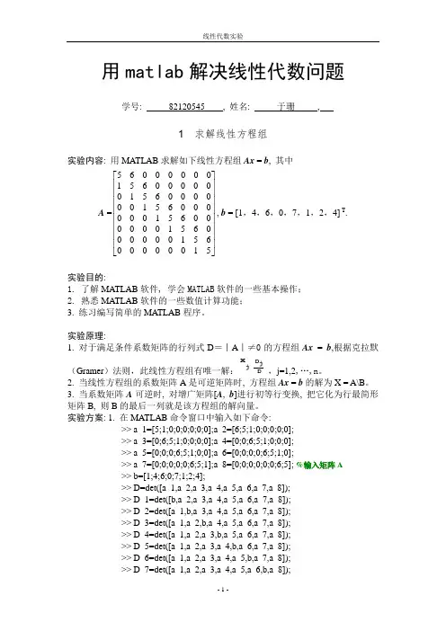 线性代数-matlab实验报告