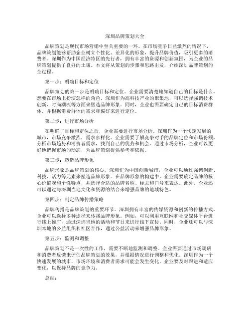 深圳品牌策划大全