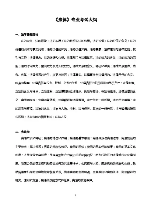 法律专业考试大纲