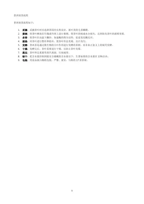 普洱制茶流程