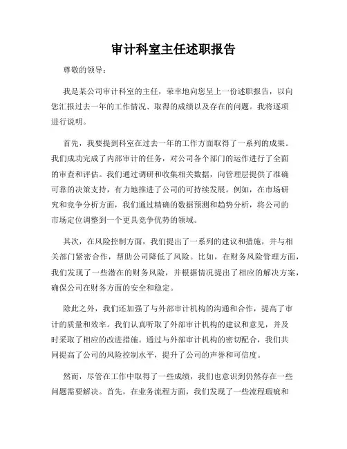 审计科室主任述职报告