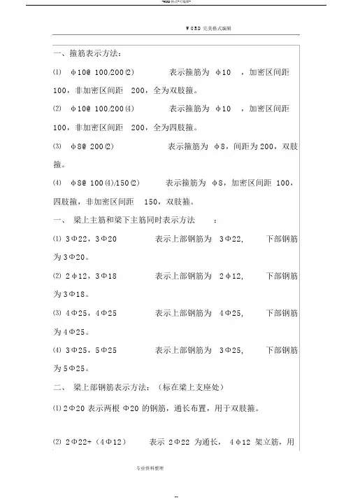 钢筋的表示方法和含义