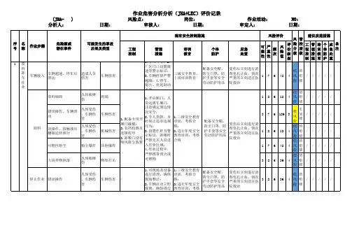 作业危害分析分析(JHA+LEC)评价记录