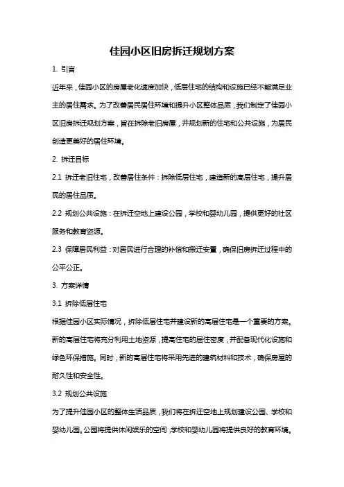 佳园小区旧房拆迁规划方案
