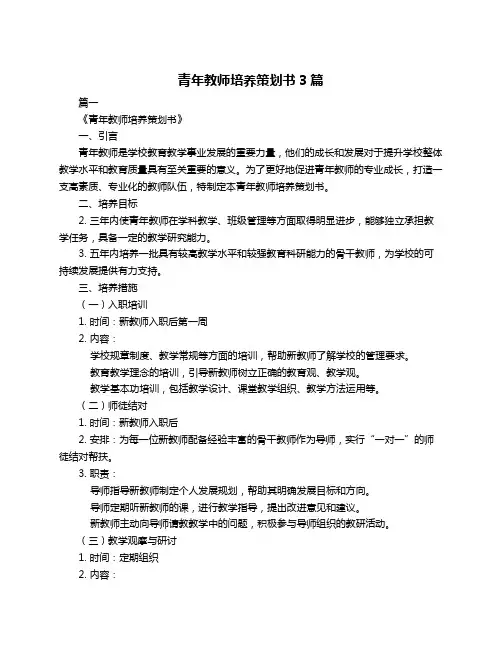 青年教师培养策划书3篇