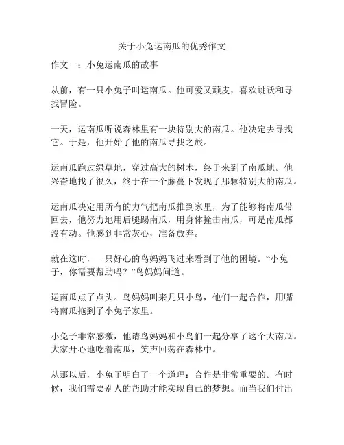 关于小兔运南瓜的优秀作文