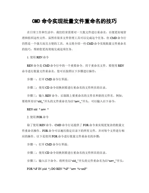 CMD命令实现批量文件重命名的技巧