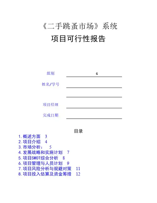 《二手跳蚤市场》项目可行性报告