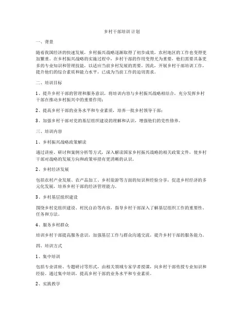 乡村干部培训 计划
