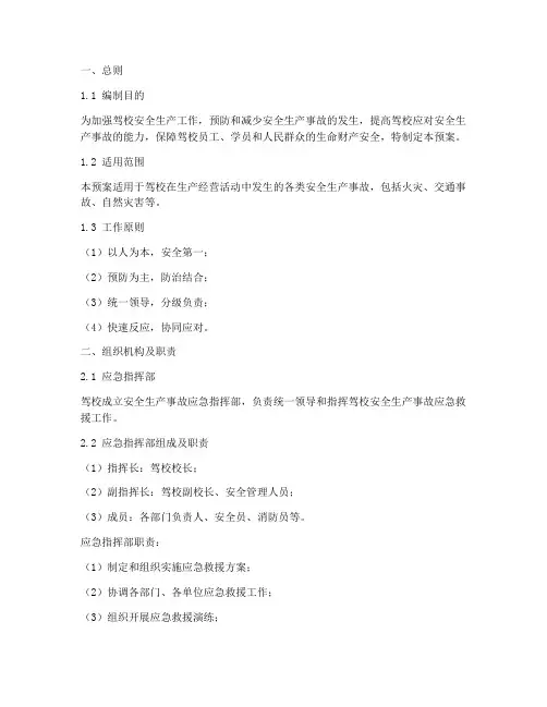 驾校安全生产事故应急预案