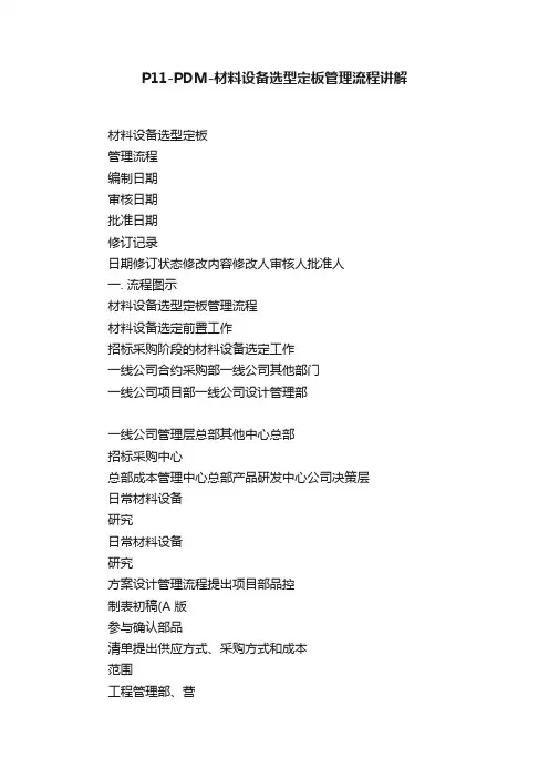 P11-PDM-材料设备选型定板管理流程讲解