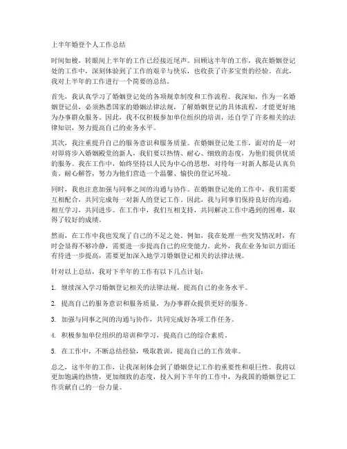 上半年婚登个人工作总结