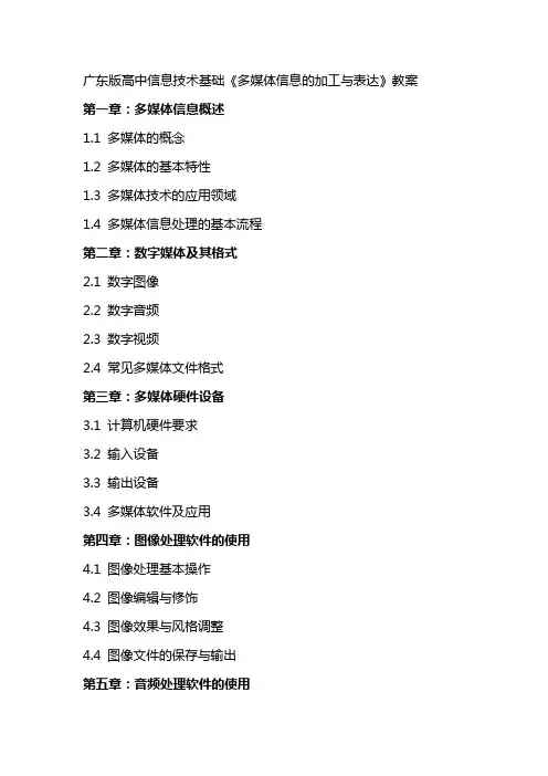 广东版高中信息技术基础《多媒体信息的加工与表达》教案