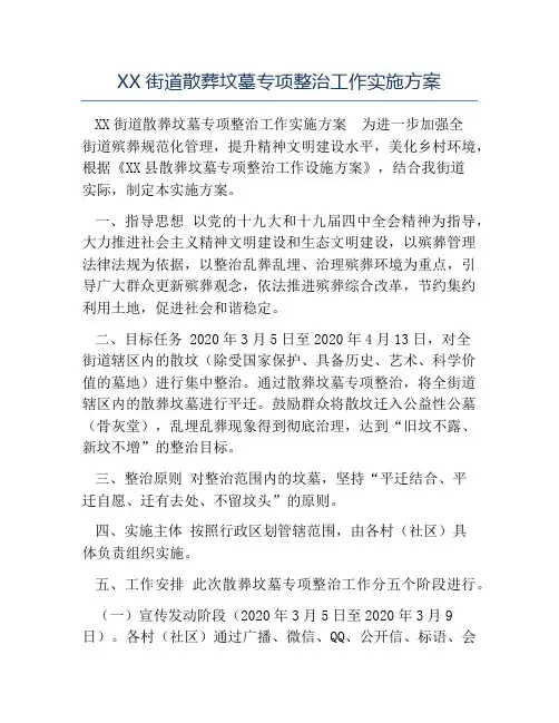 模板-XX街道散葬坟墓专项整治工作实施方案