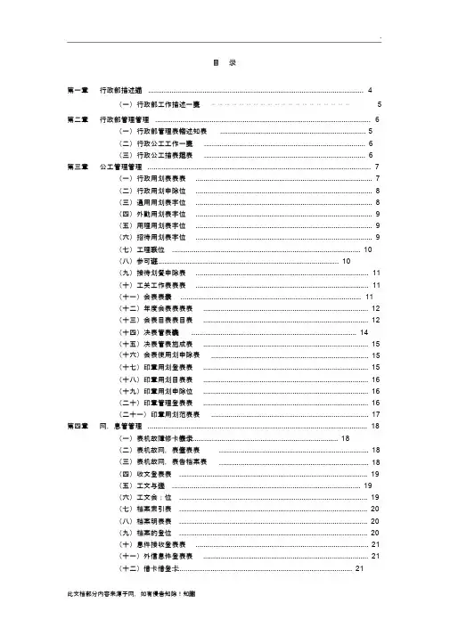行政管理常用表格大全59页