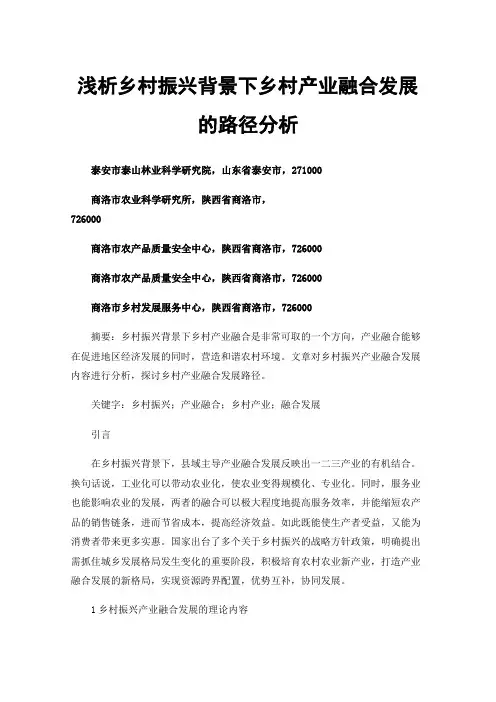 浅析乡村振兴背景下乡村产业融合发展的路径分析